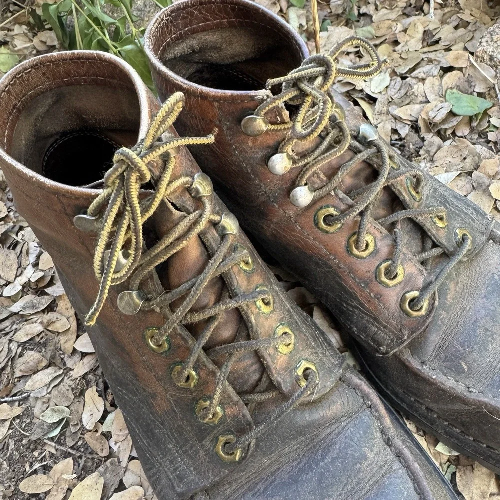 Vintage 40s 50s Work Boot Brown Leather Sz US Men 10 Herman Shoes and Boots